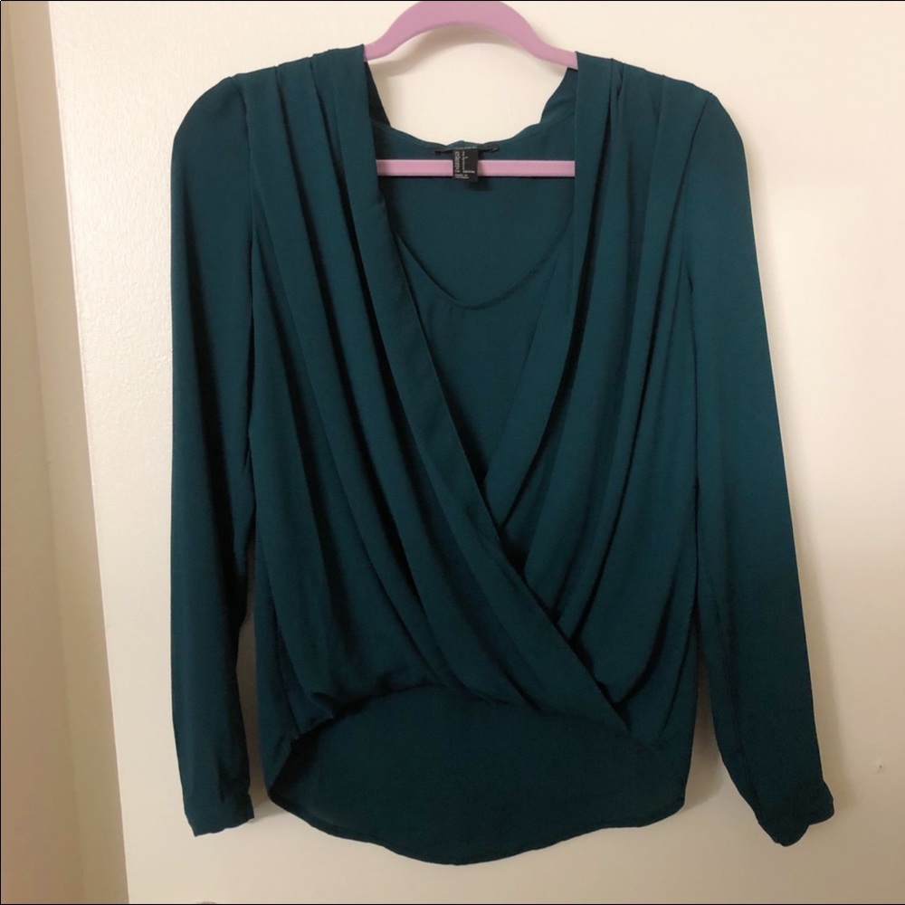✨ Peacock green drape blouse